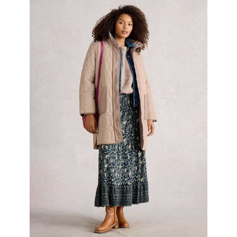 White Stuff Carmel Borg Lined Quilted Coat image number 3